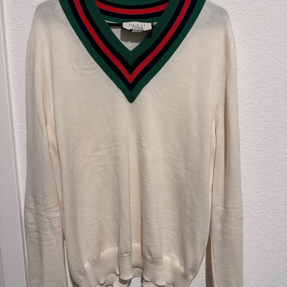 Authentic Gucci Sweater with Green and Red Accents